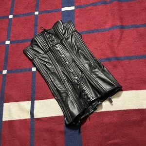 Vintage Rare Stormy Leather black bustier Corset Dress Fetish Kinky bones fitted